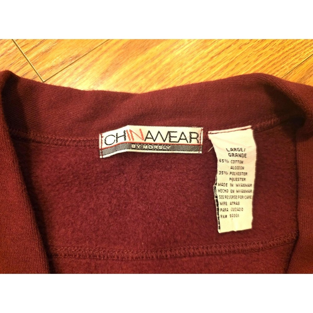 Chinawear by Morsly Cardigan Sweater Womens Size Lg Burgundy Pockets Vintage EUC - Picture 3 of 10